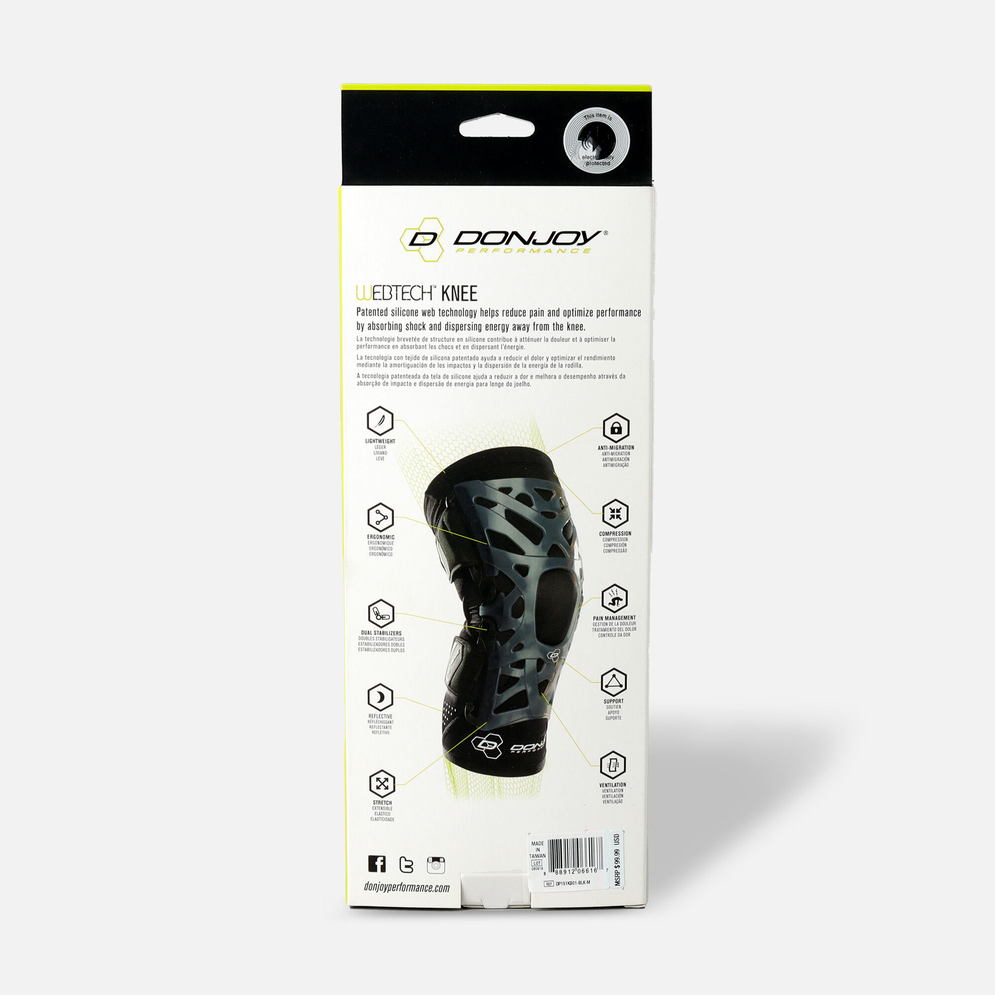 DonJoy Performance Webtech Knee Brace, Black, , large
