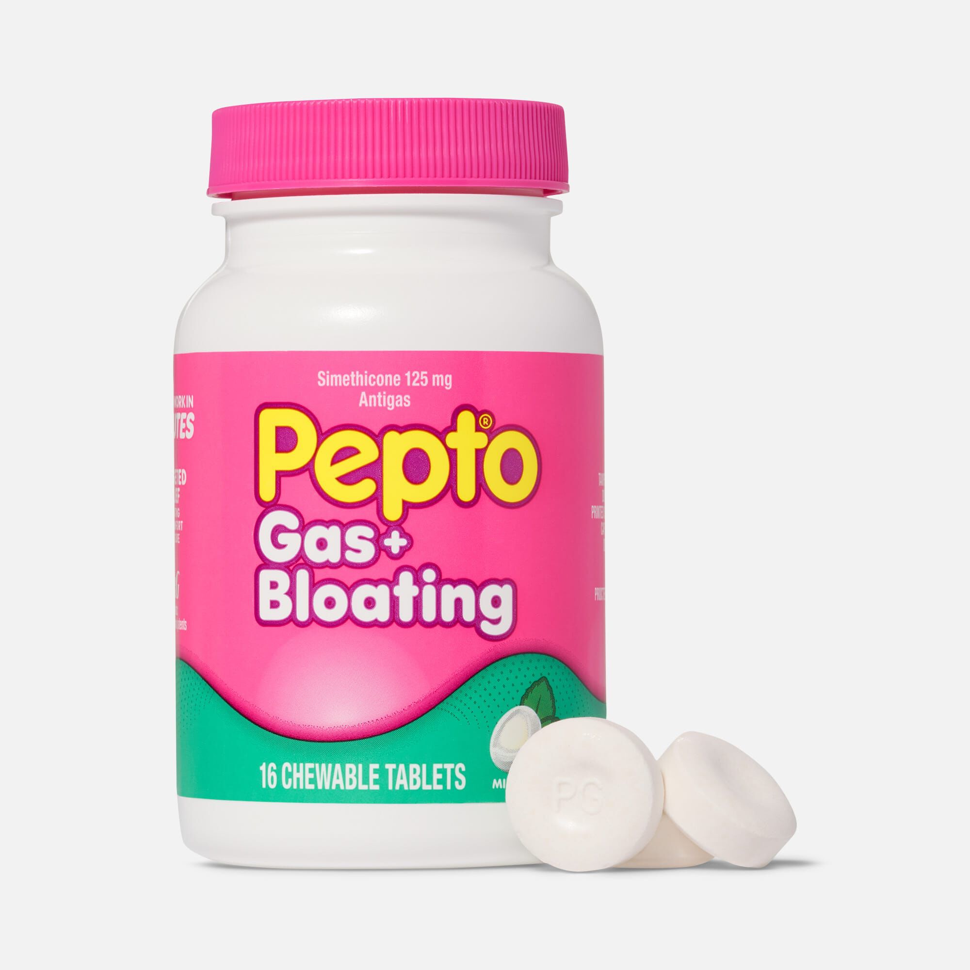 Pepto® Gas + Bloating Chewables, Mint, 16 ct.