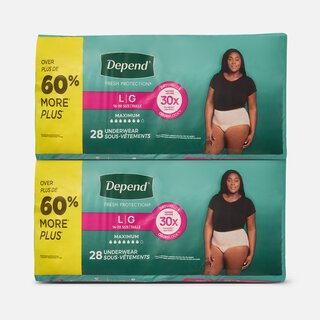 Depend FIT-FLEX Underwear, Maximum Absorbency, Large, 28 ct. (2-Pack), , large