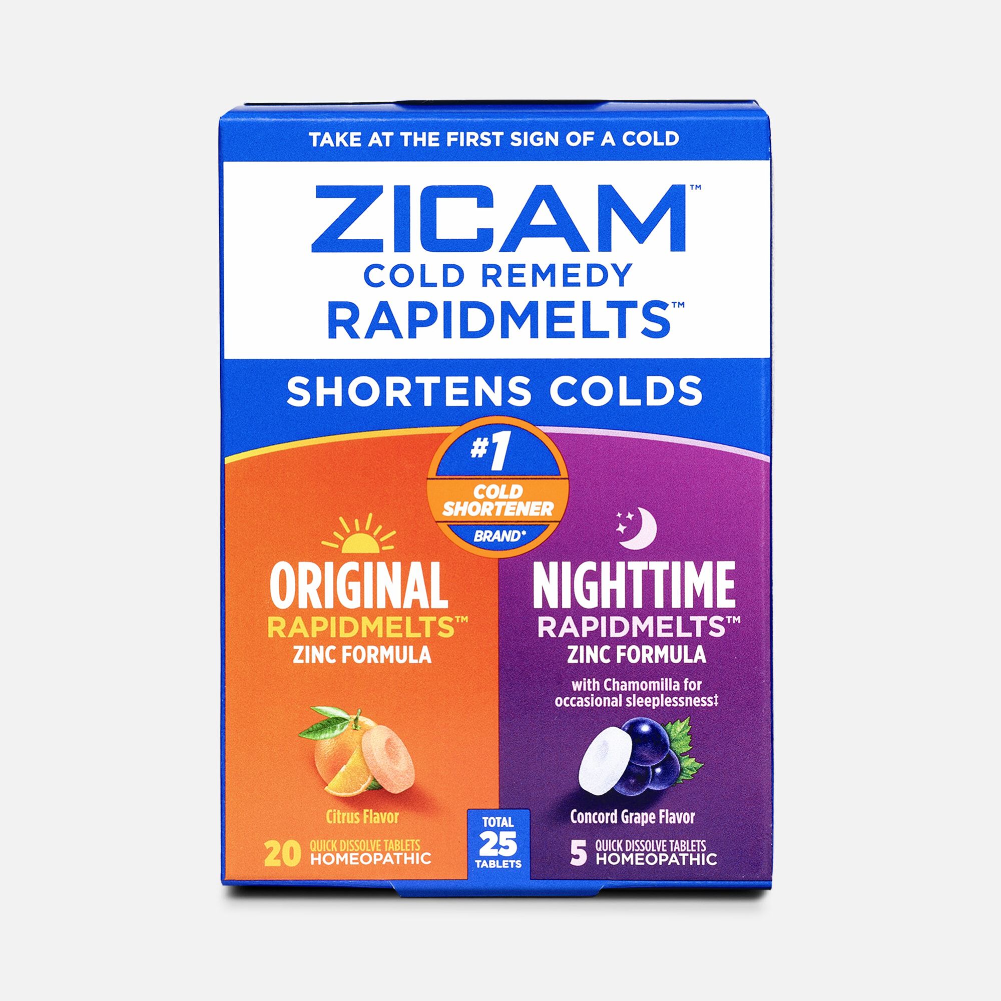 Zicam Cold Remedy Rapidmelts Original and Nighttime Combo Tablets,  25 ct.