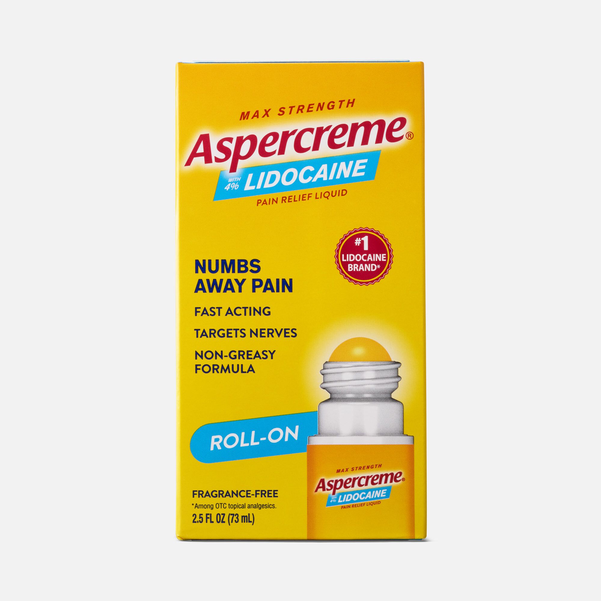 Aspercreme No Mess Roll-On with 4% Lidocaine, 2.5 fl oz.
