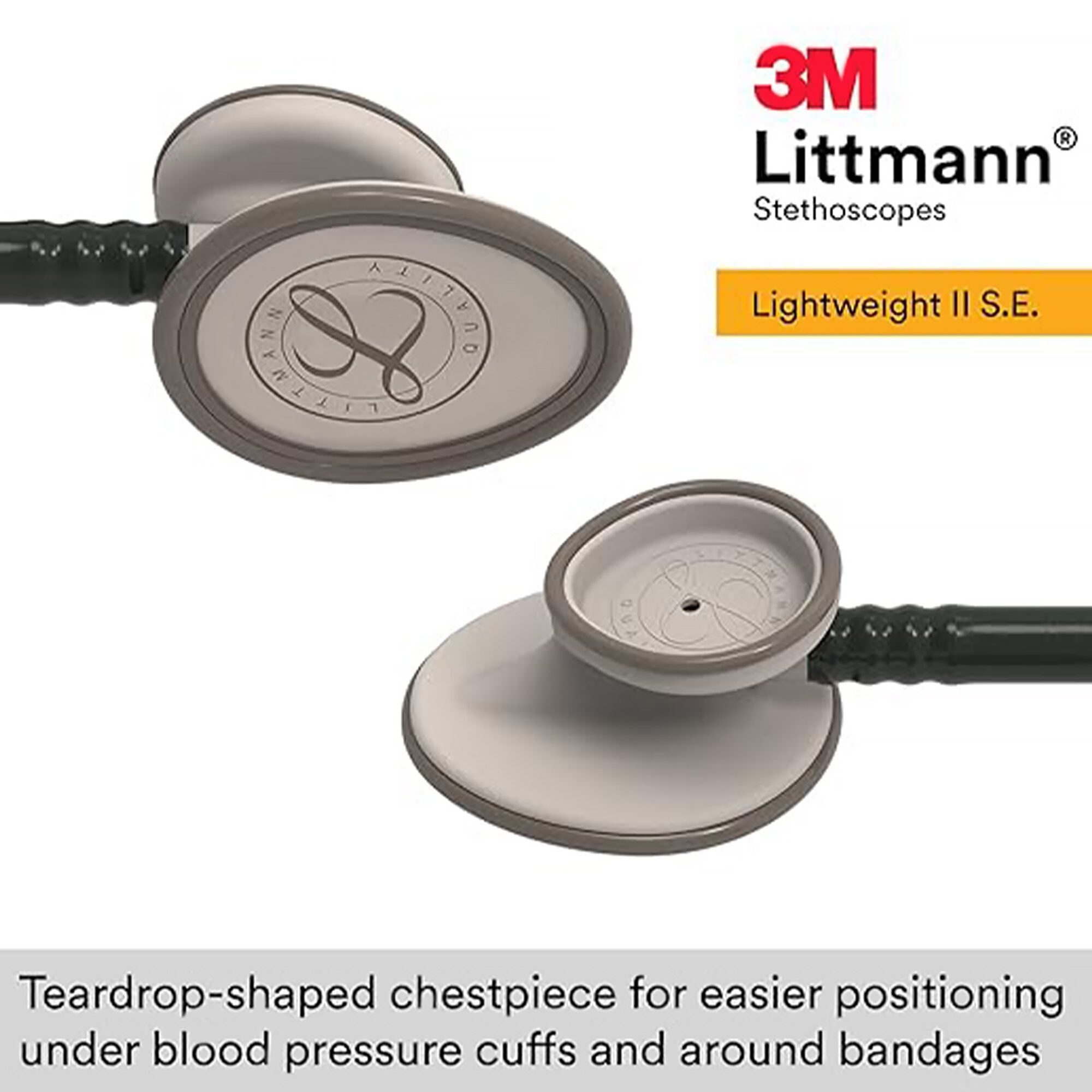 Littmann Lightweight II S.E. Stethoscope, Black Tube, 28", Black, large