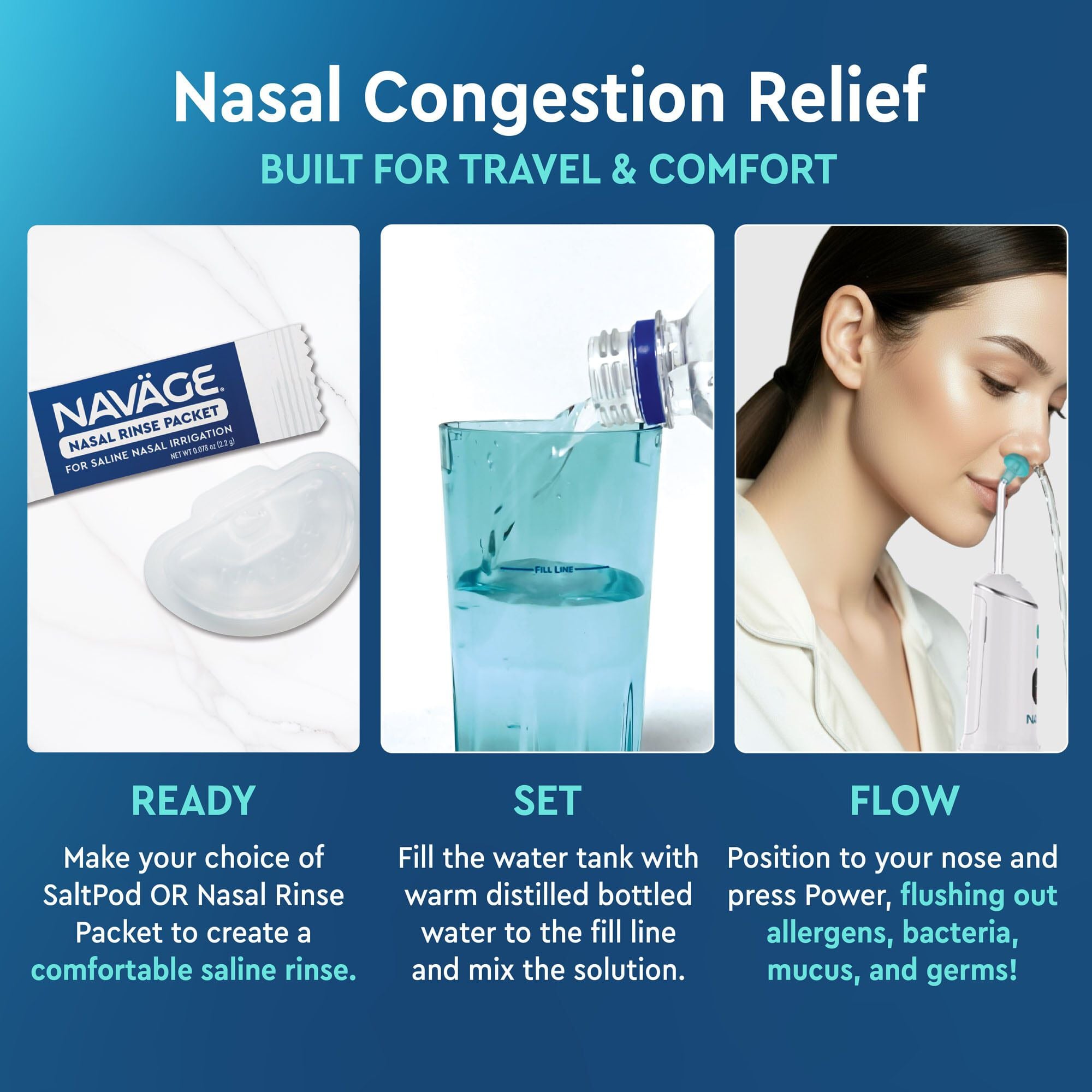 Navage® Portable Powered Nose Cleaner Bundle, , large