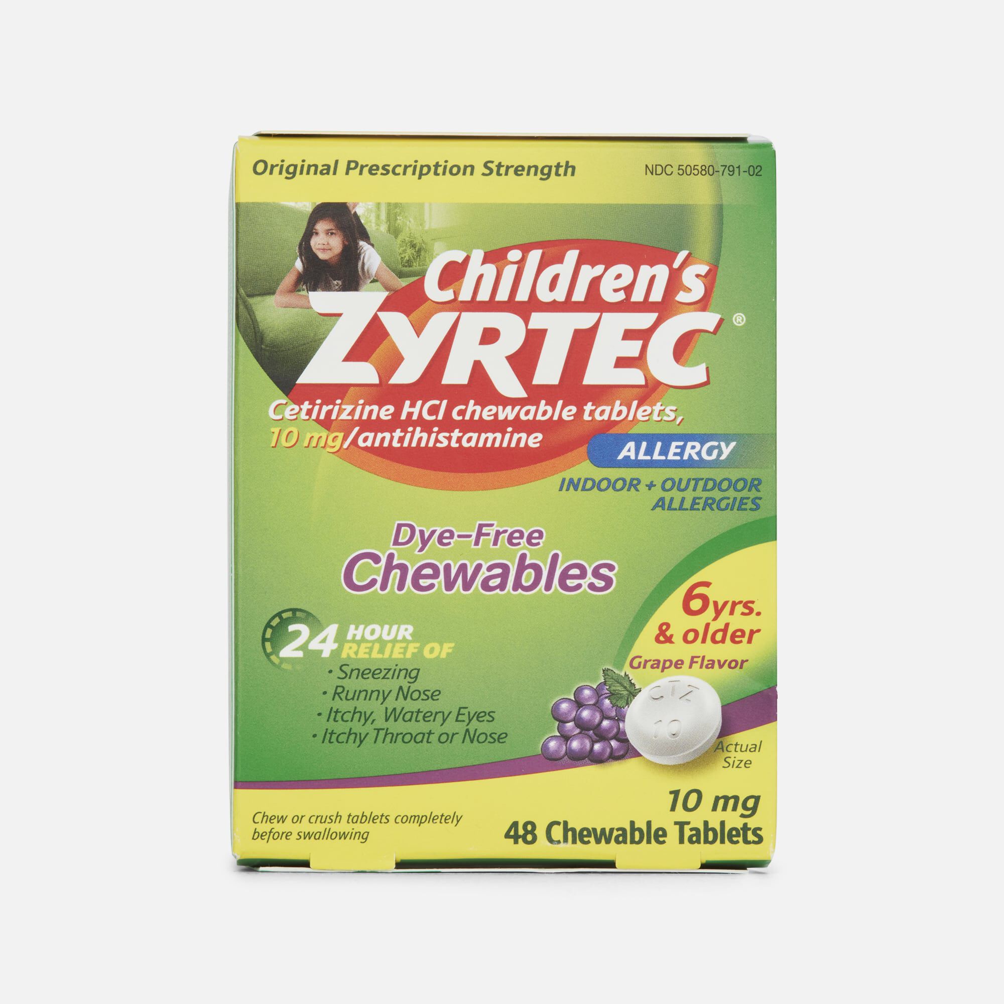 Children's Zyrtec 24-Hour Allergy Relief Chewable Tablets, Grape