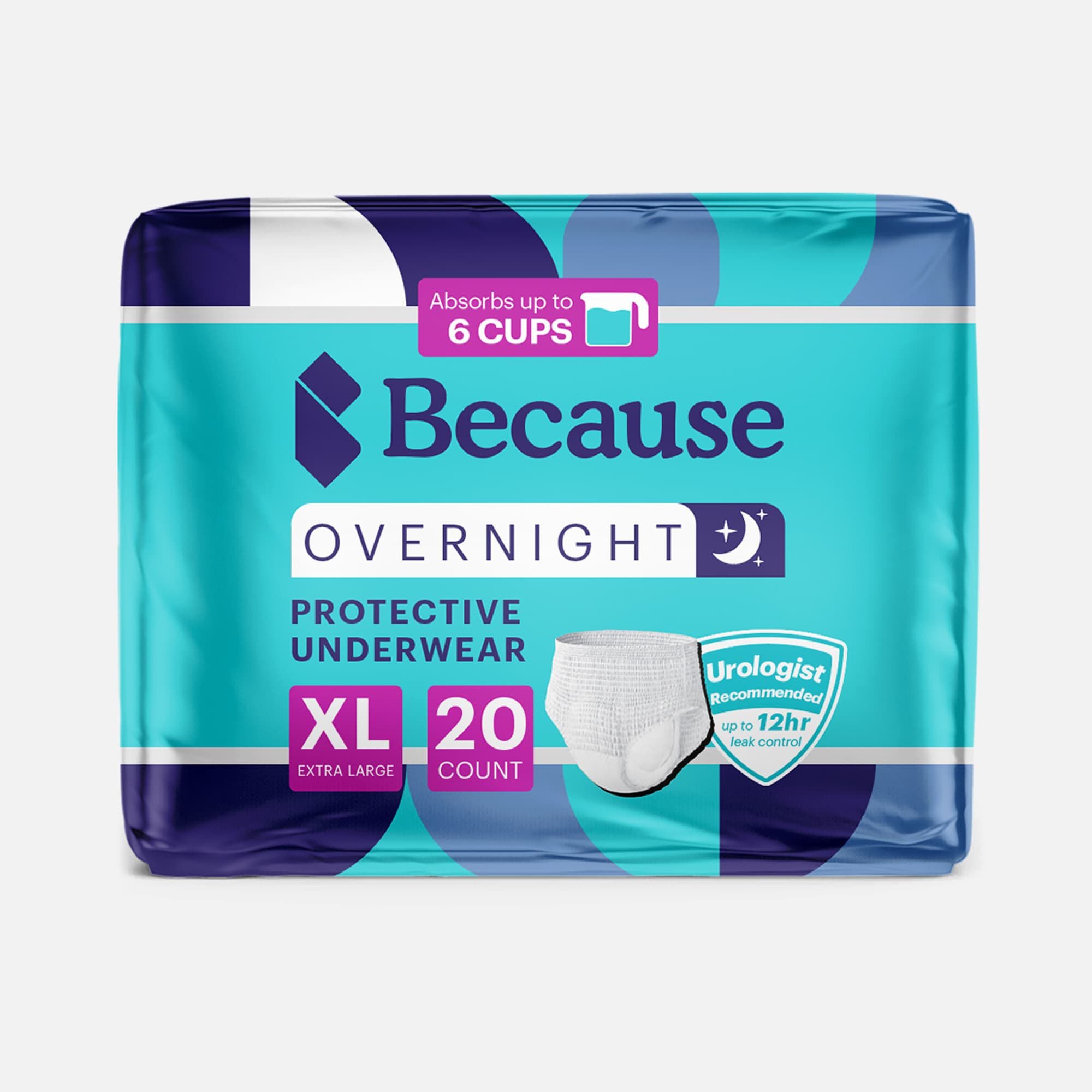 Because Overnight Plus Bladder Control Underwear, X-Large, 20 ct.