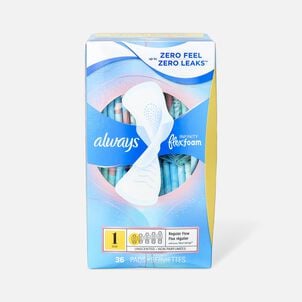 Always Infinity FlexFoam Pads for Women Size 1 Regular Absorbency, with Wings Unscented, 36 ct.