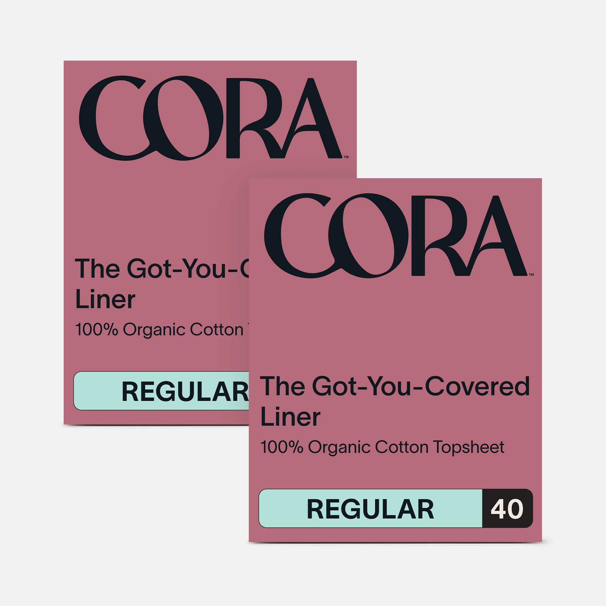 Cora Organic Cotton Ultra Thin Period Liners, 40 ct. (2-Pack), , large
