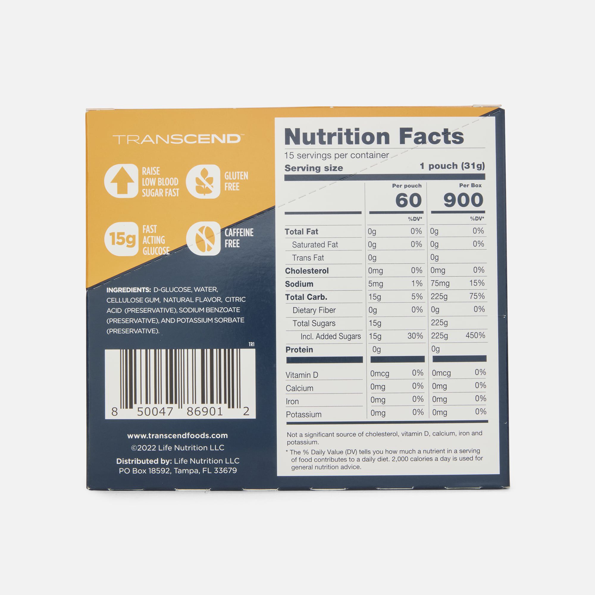 Transcend Glucose Gel Packs, 15 ct., , large