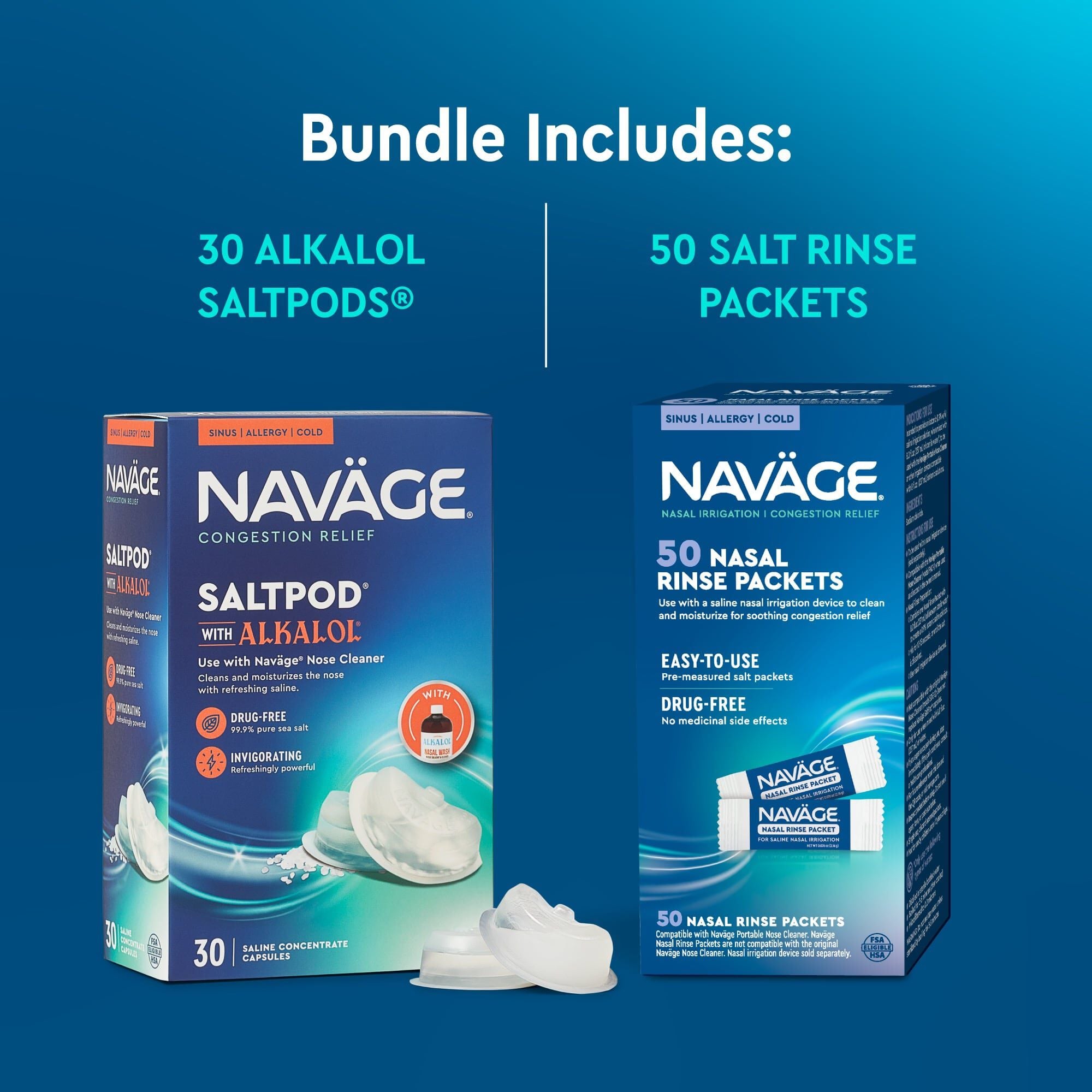 Navage® Portable Powered Nose Cleaner Bundle, , large