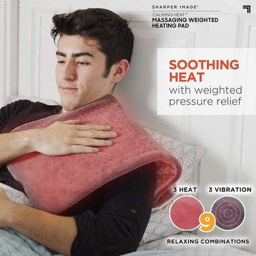 Sharper Image® Calming Heat Massaging Weighted Heating Pad, 6 Settings - 3 Heat, 3 Massage, 12” x 24”, 4 lbs, , large