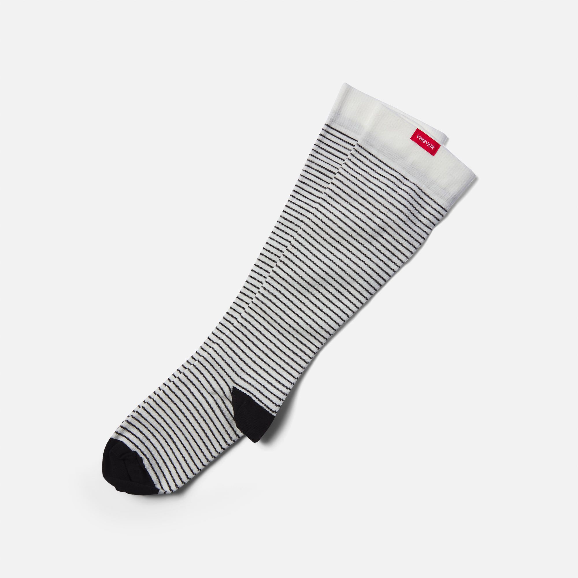 VIM & VIGR Cotton Compression Socks, Pinstripe, Cream and Black, 30-40 mmHg, , large