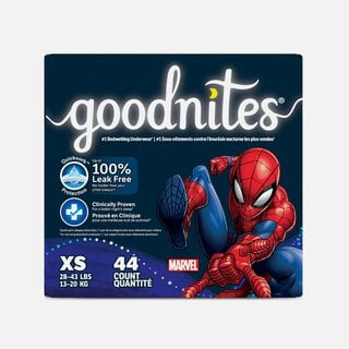 Goodnites Boys' Nighttime Bedwetting Underwear, Size Extra Small (28-43 lbs), 44 ct.