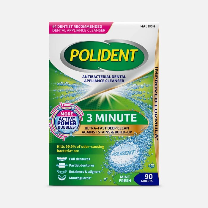 Polident 3 Minute Antibacterial Dental Appliance Cleanser Tablets, 90 ct., , large