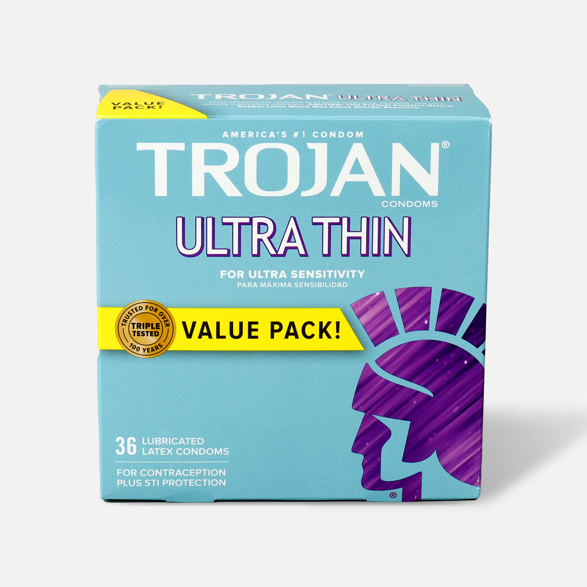 Trojan Ultra Thin Lubricated Latex Condoms, 36 ct., , large
