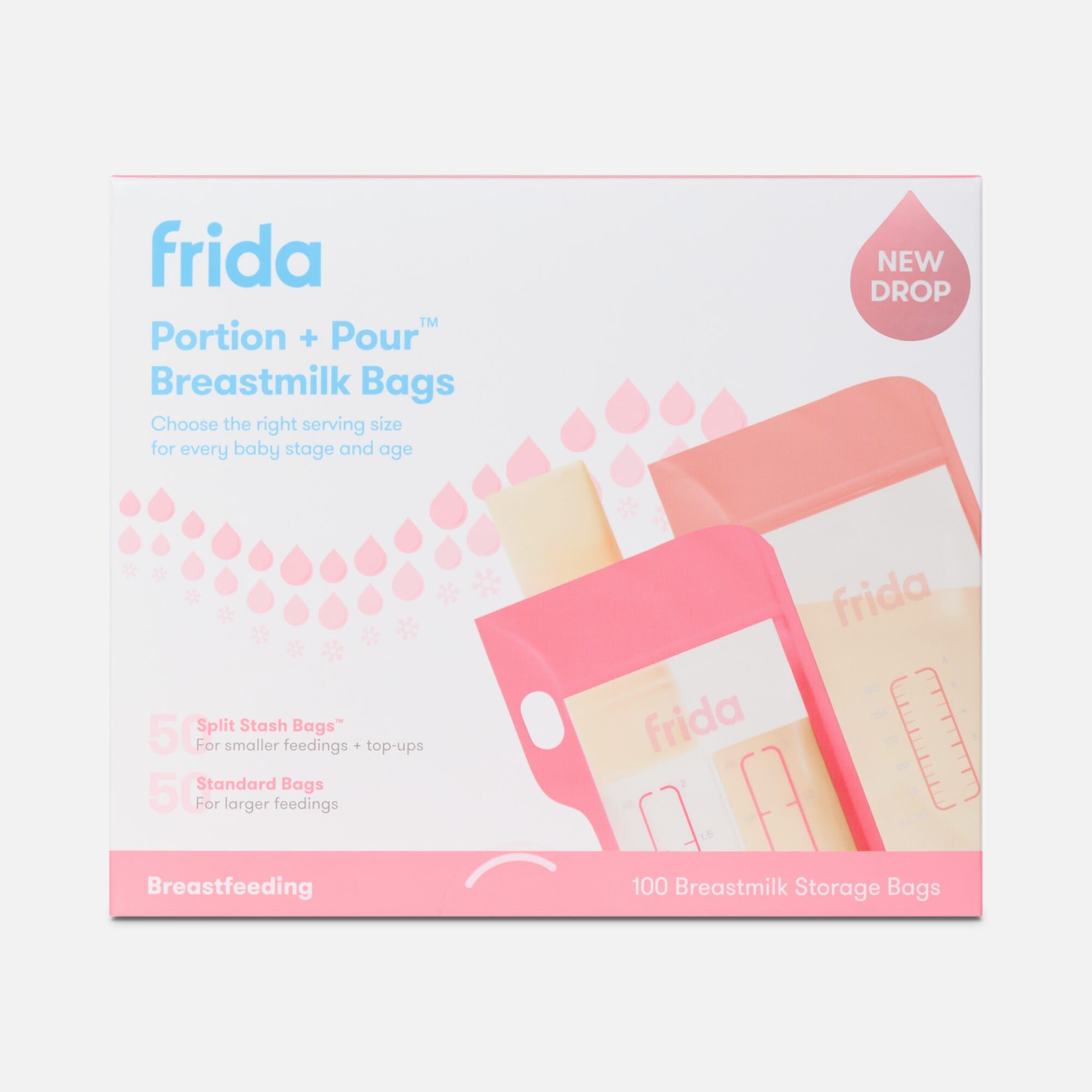 Frida Mom Portion + Pour Milk Bags, Variety Pack, 100 ct.