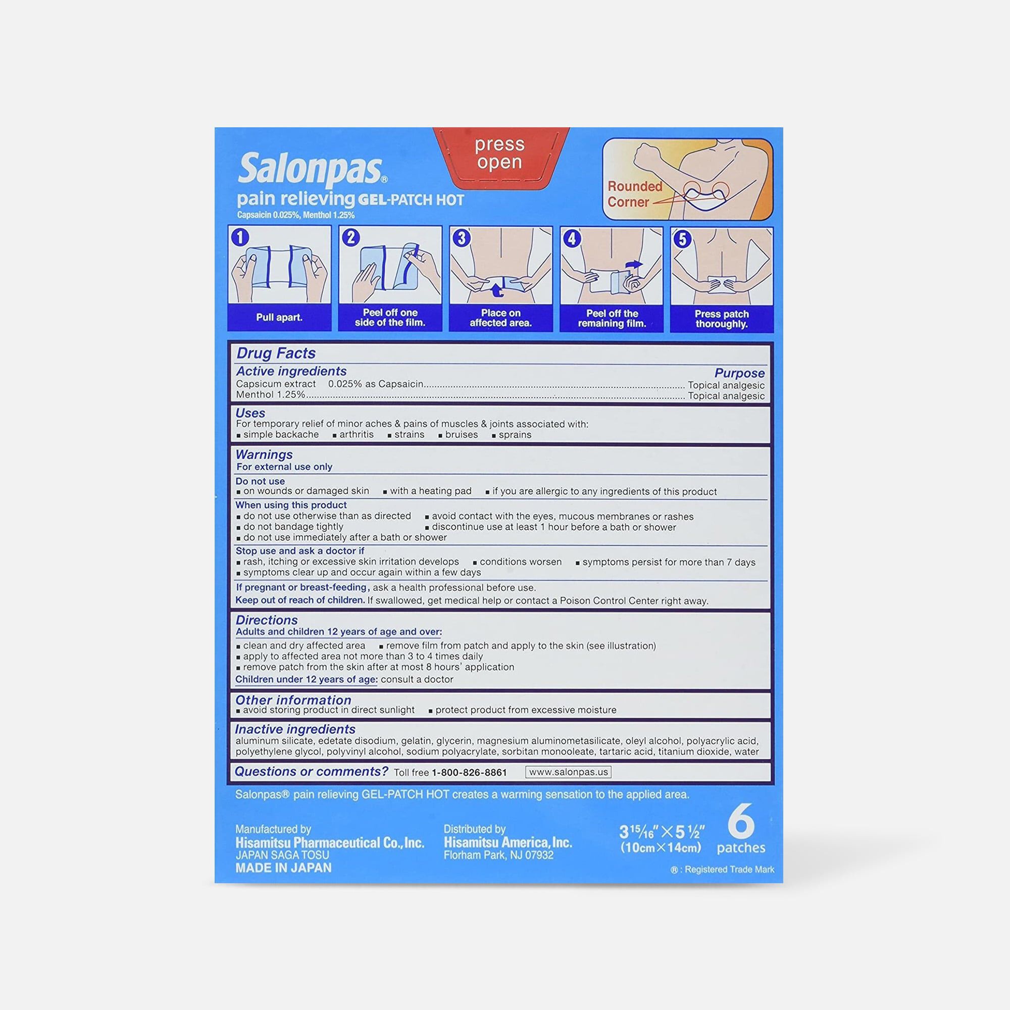 Salonpas Hot Gel Patch, 6 ct., , large
