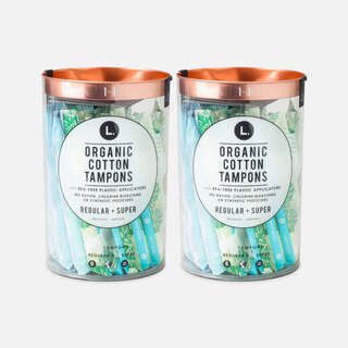 L. Organic Cotton Tampons Regular/Super Absorbency Duo Pack, BPA-free Plastic Applicator, 30 ct. (2-Pack), , large