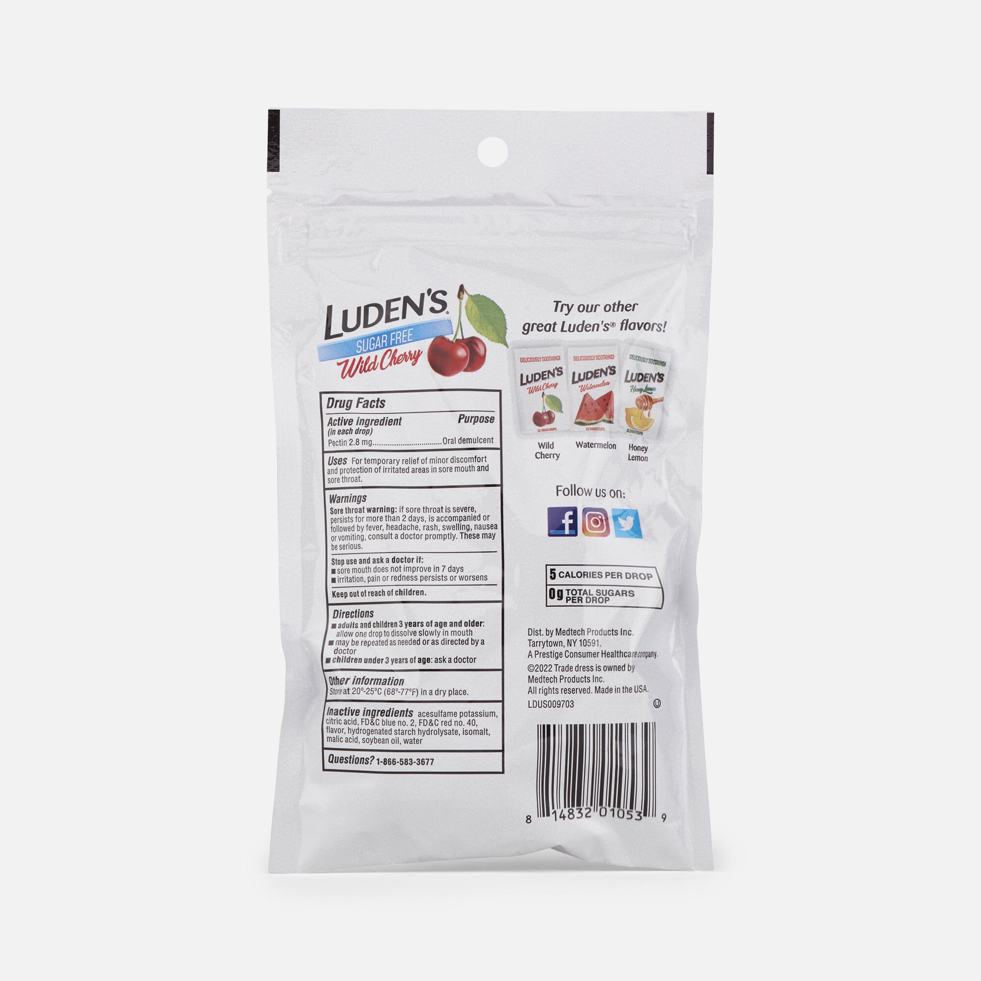 Luden's Wild Cherry Sugar Free Throat Drops, 25 ct. (3-Pack), , large