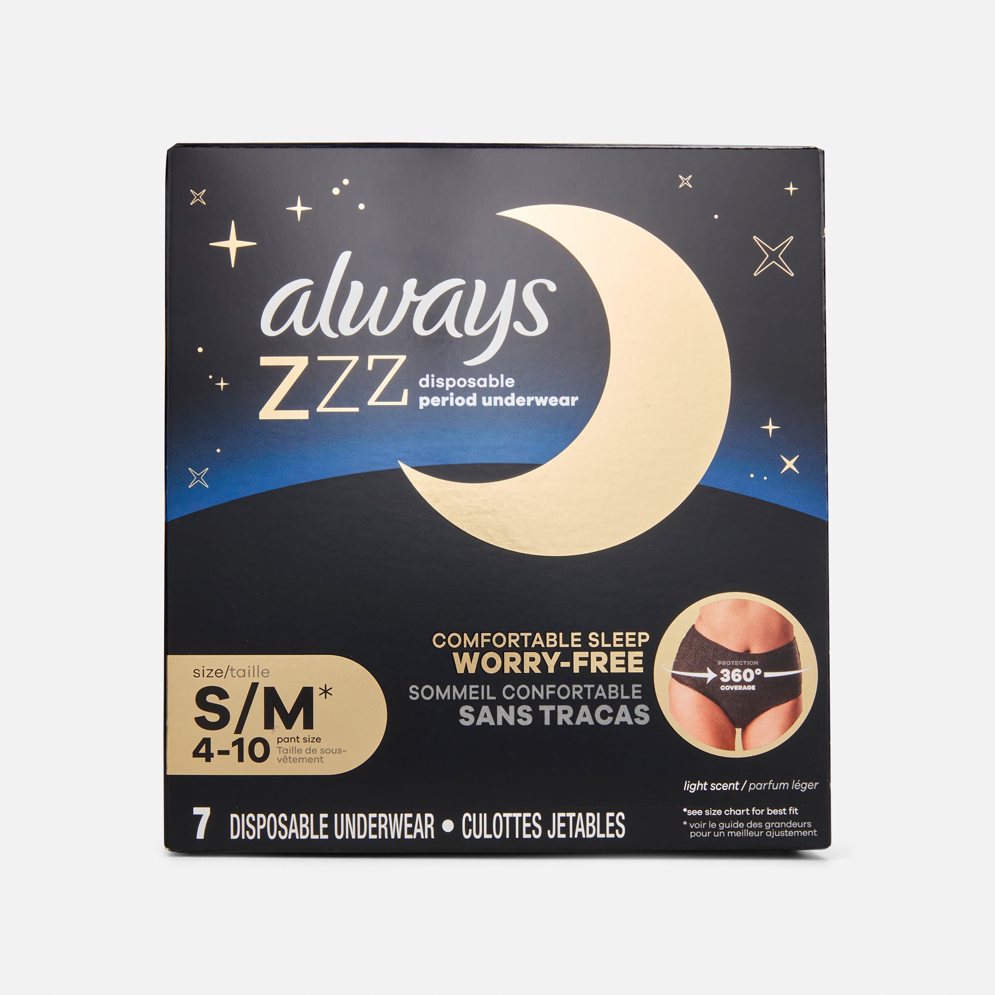 Always ZZZ Overnight Disposable Period Underwear, 7 ct., , large