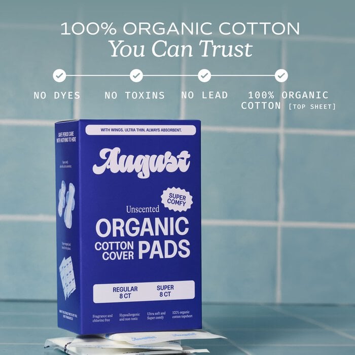 August Organic Cotton Regular & Super Pads, 16 ct. Combo, , large