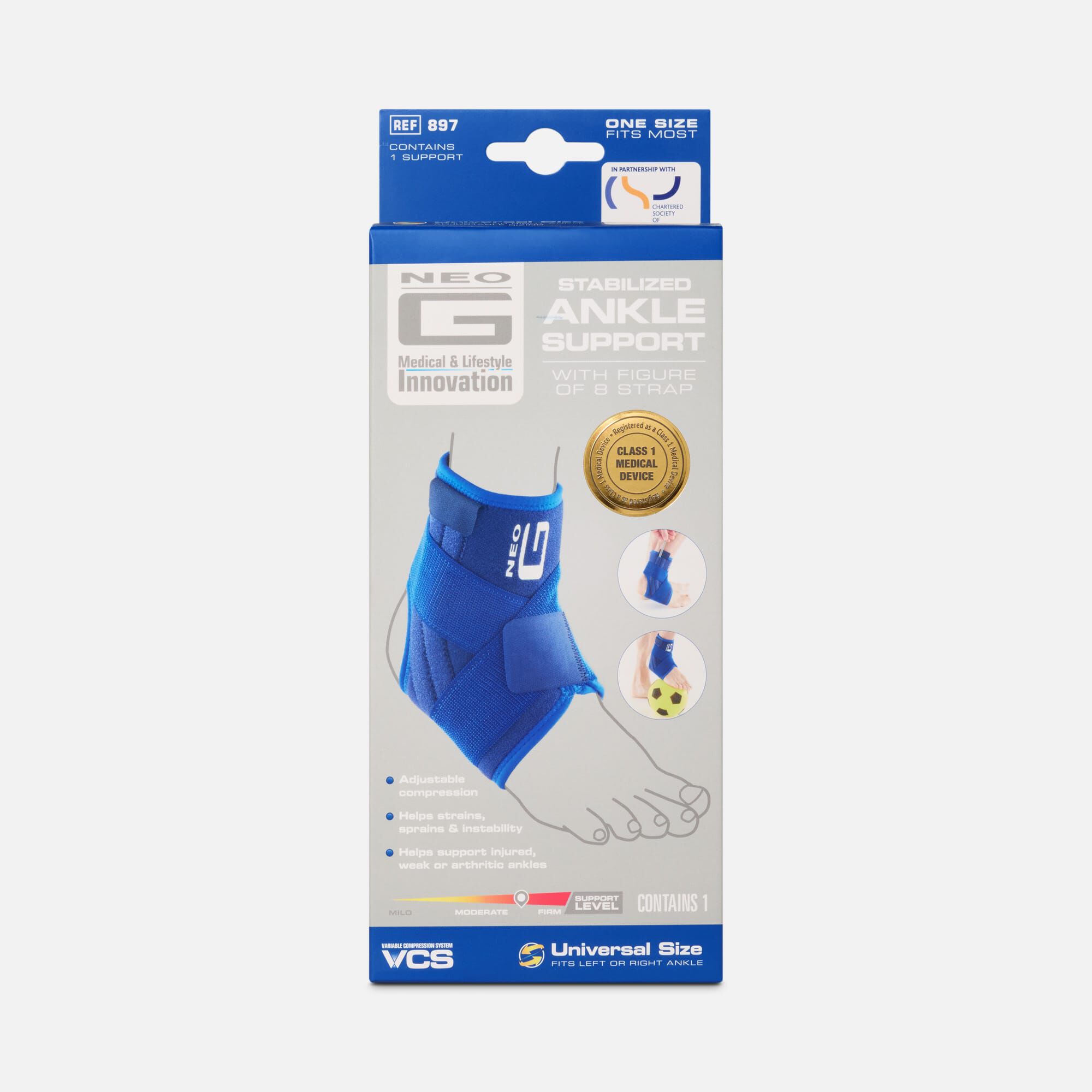 Neo G Stabilized Ankle Support with Figure of 8 Strap, One Size