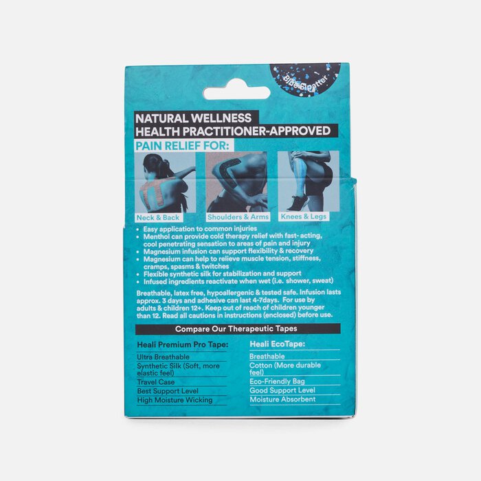 Heali Magnesium and Menthol Infused Kinesiology Tape, Splatter, 20 Strips, 2" x 10", Splatter, large
