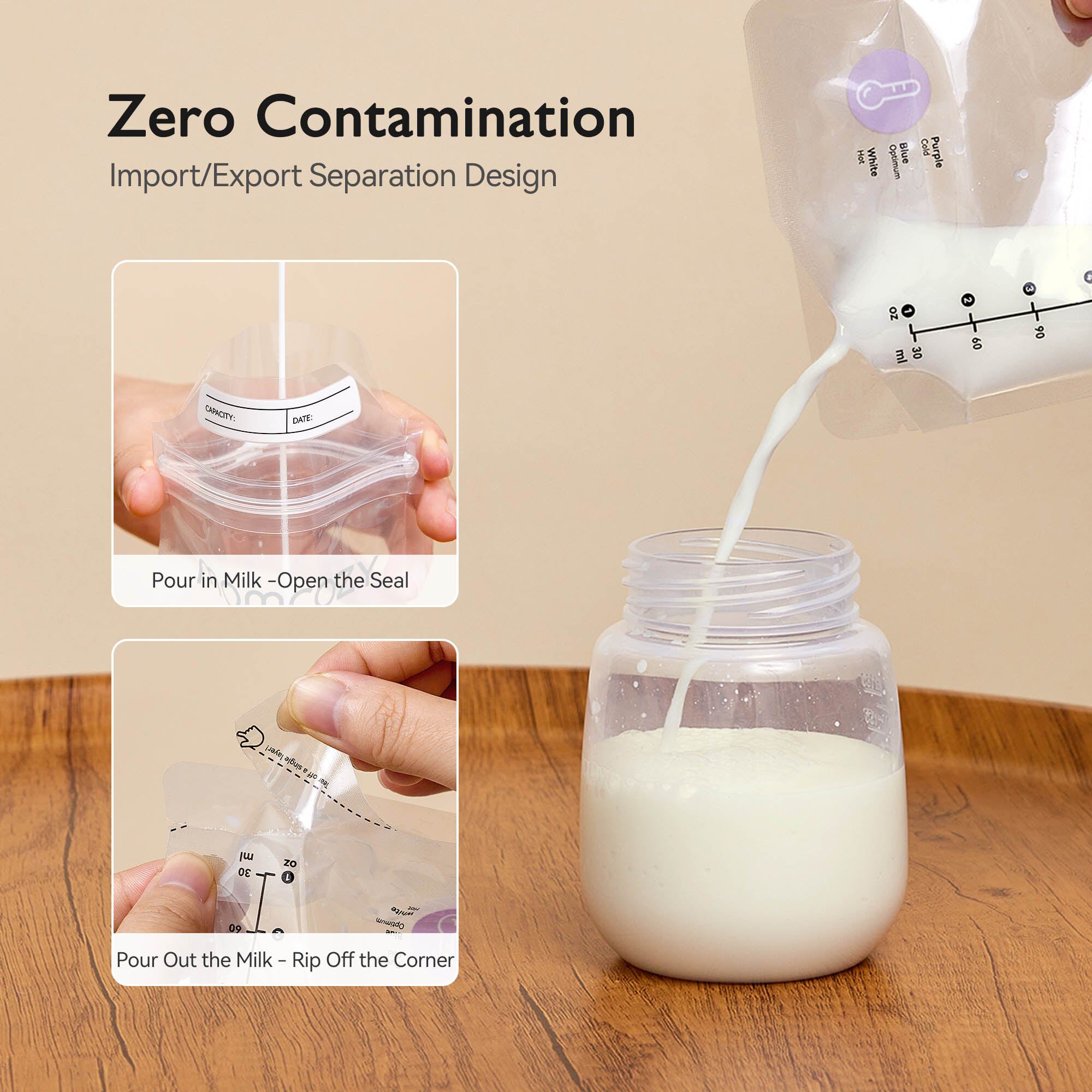 Momcozy Temp-Sensing Breastmilk Storage Bags, 120 ct., , large