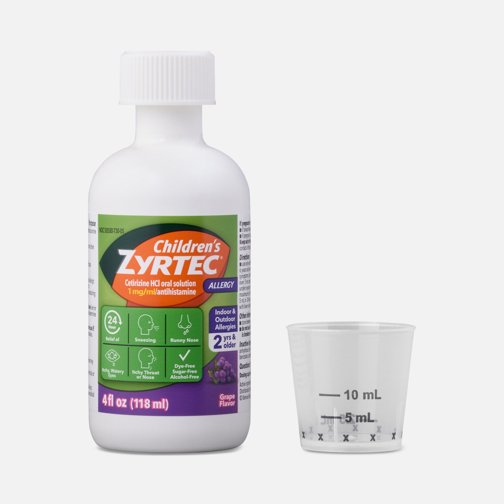 Children's Zyrtec 24-Hour Indoor & Outdoor Allergy Relief Liquid, Grape, 4 fl oz., , large