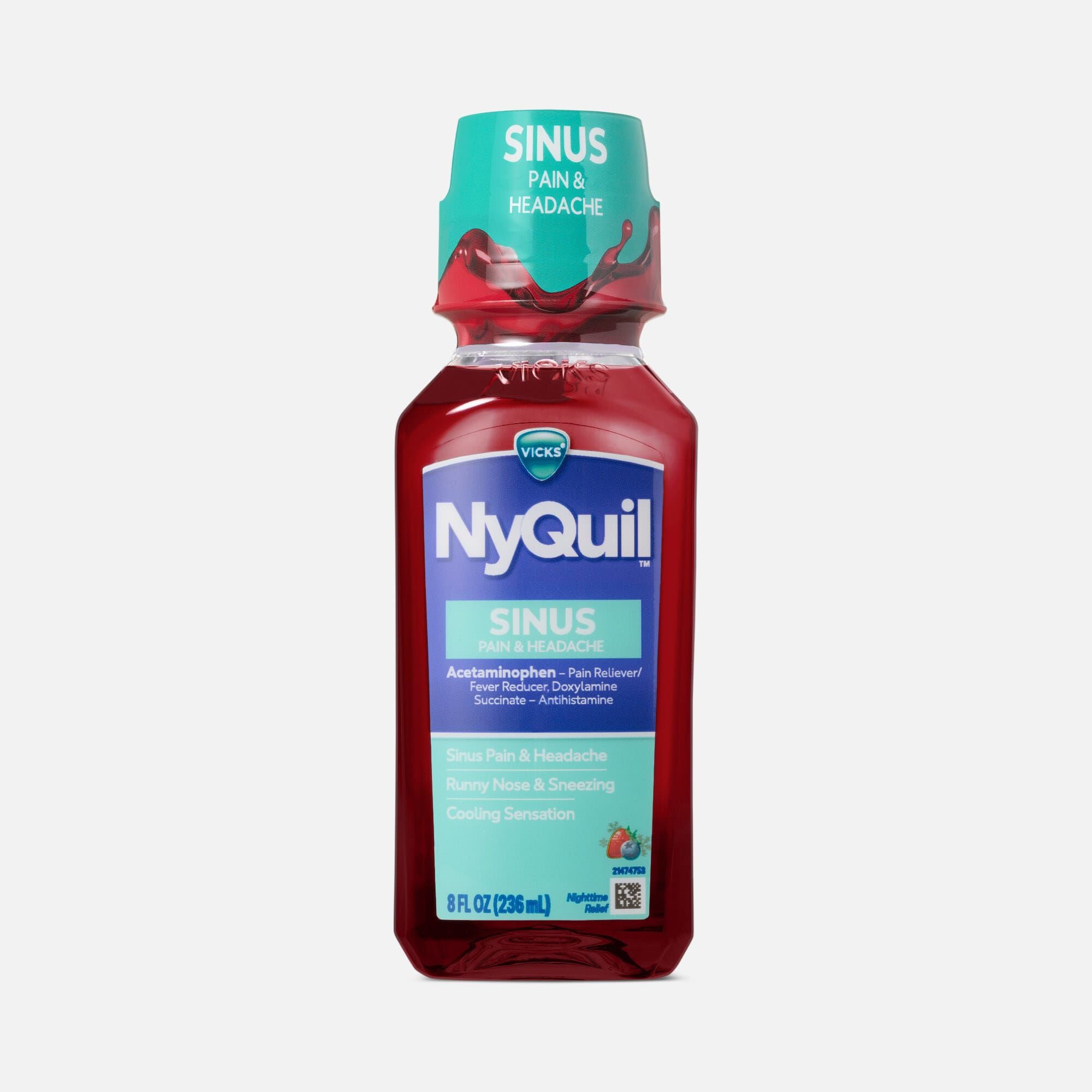 Vicks® NyQuil™ Sinus Pain & Headache Liquid, Nighttime Sinus Pain Medicine, 8 fl. oz., , large