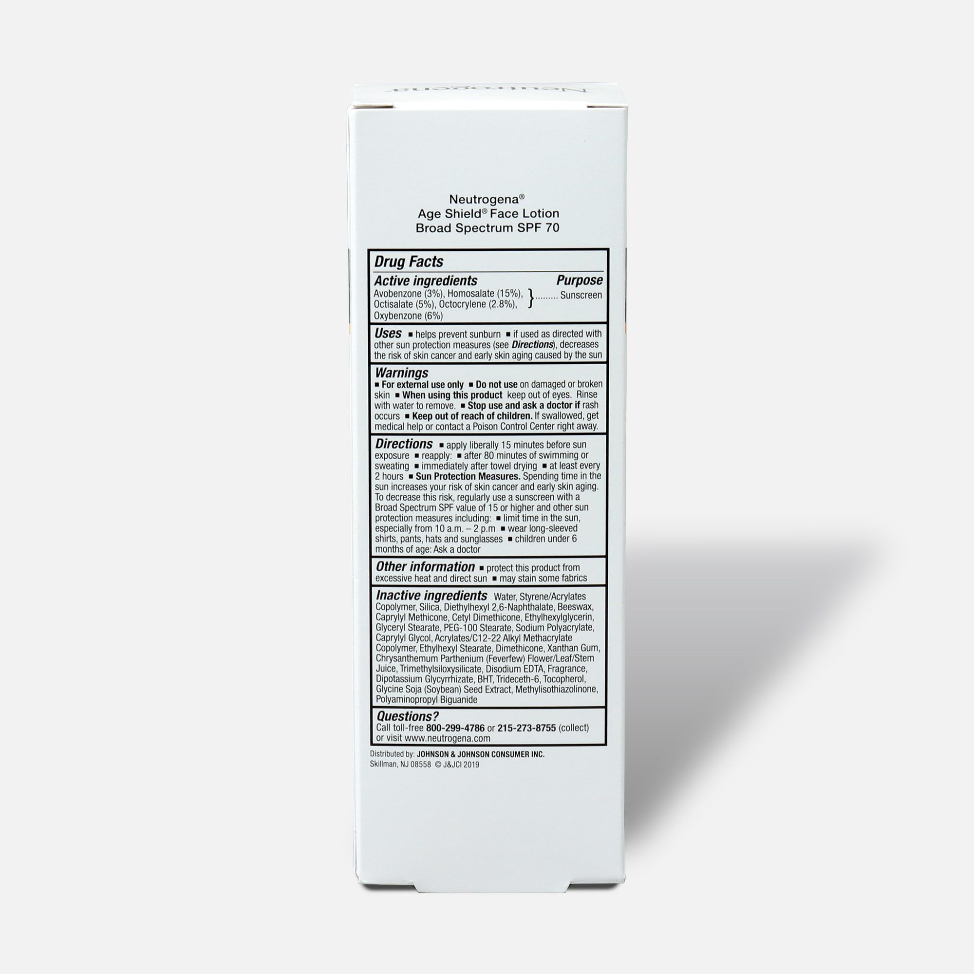 Neutrogena Age Shield Face Sunscreen with SPF 70, 3 oz., , large