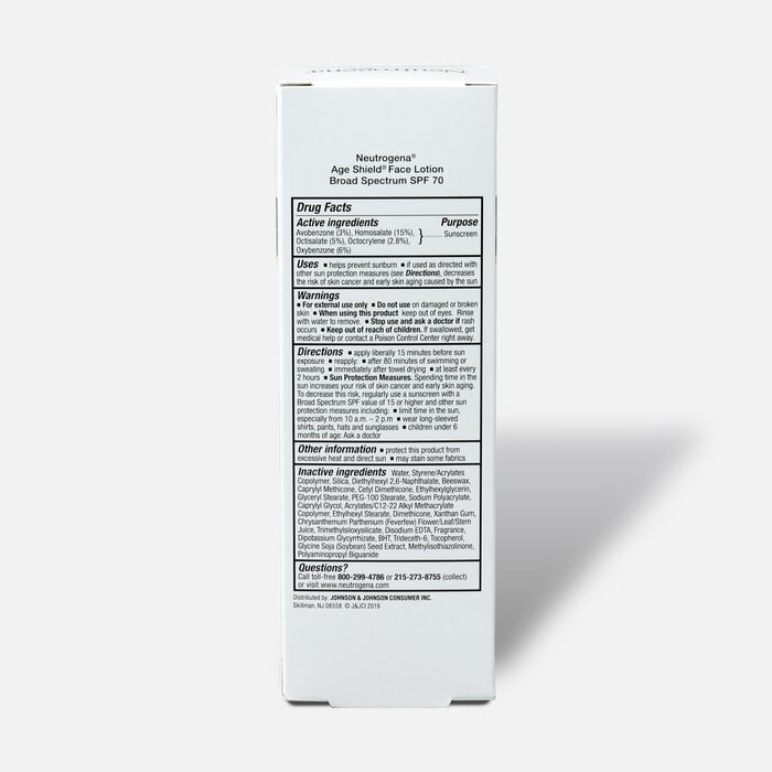 Neutrogena Age Shield Face Sunscreen with SPF 70, 3 oz., , large