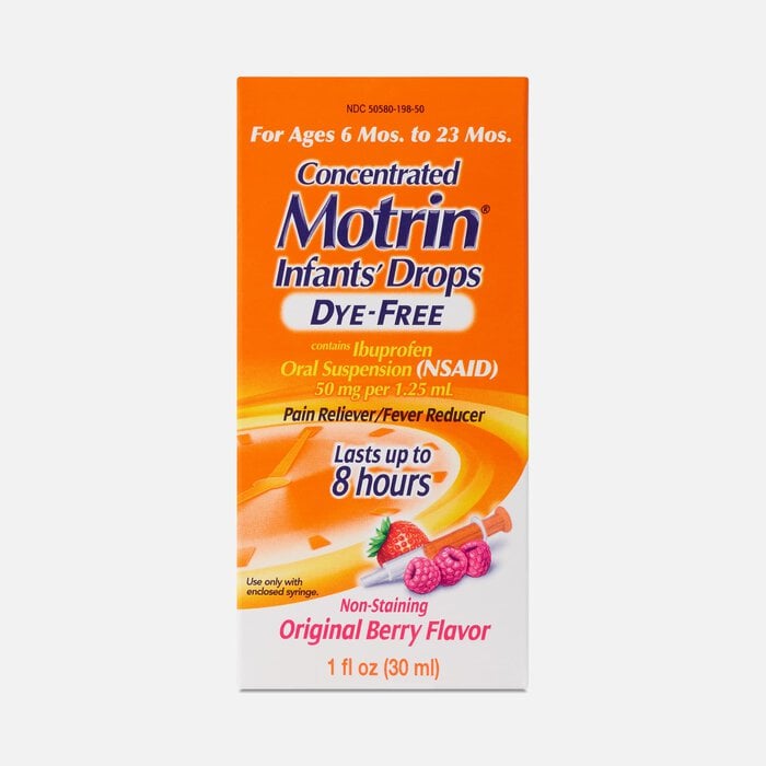 Infants' Motrin Concentrated Liquid Ibuprofen Drops with Syringe, Dye-Free, Berry, 1 Fl. oz., , large