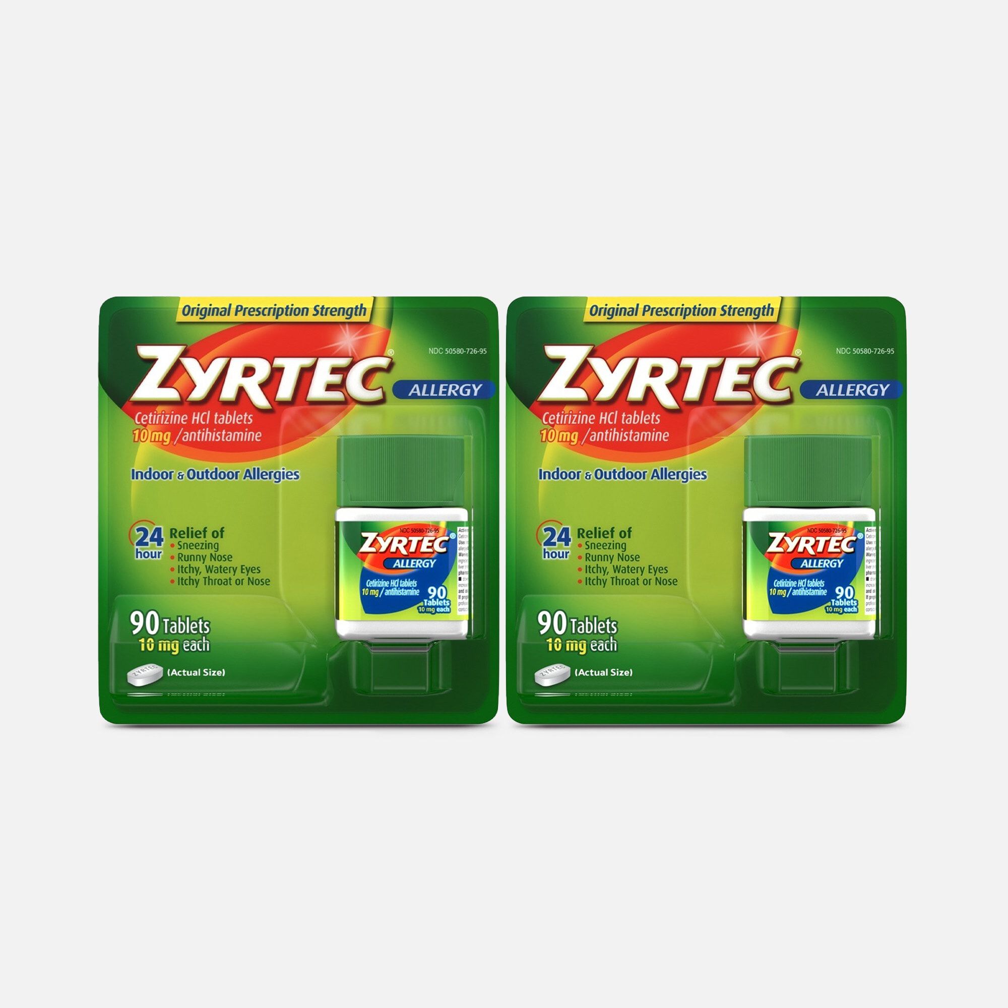 Zyrtec Indoor & Outdoor Allergy Relief Tablets, 10mg, 90 ct. (2-Pack), , large