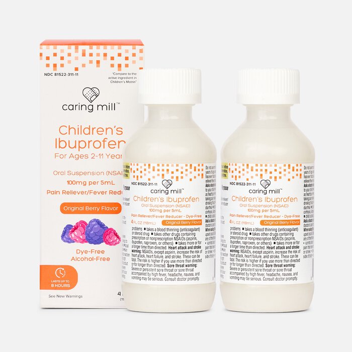 Caring Mill™ Children's Ibuprofen Dye-Free Liquid, Original Berry, 4 fl oz. (2-Pack), , large