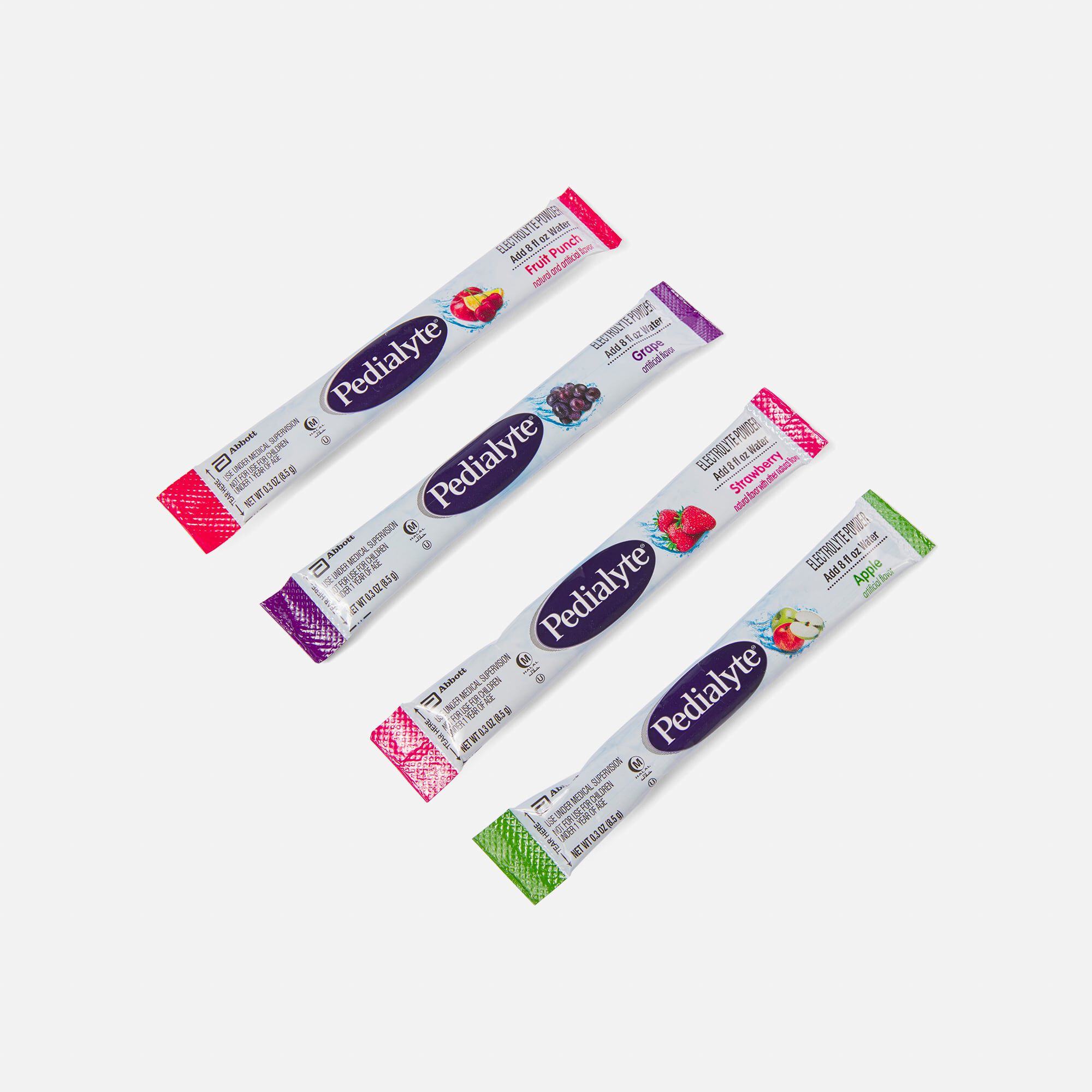 Pedialyte® Electrolyte Powder Pack - Punch, Grape, Apple and Strawberry Flavor Variety, .3 oz., 8 ct., , large