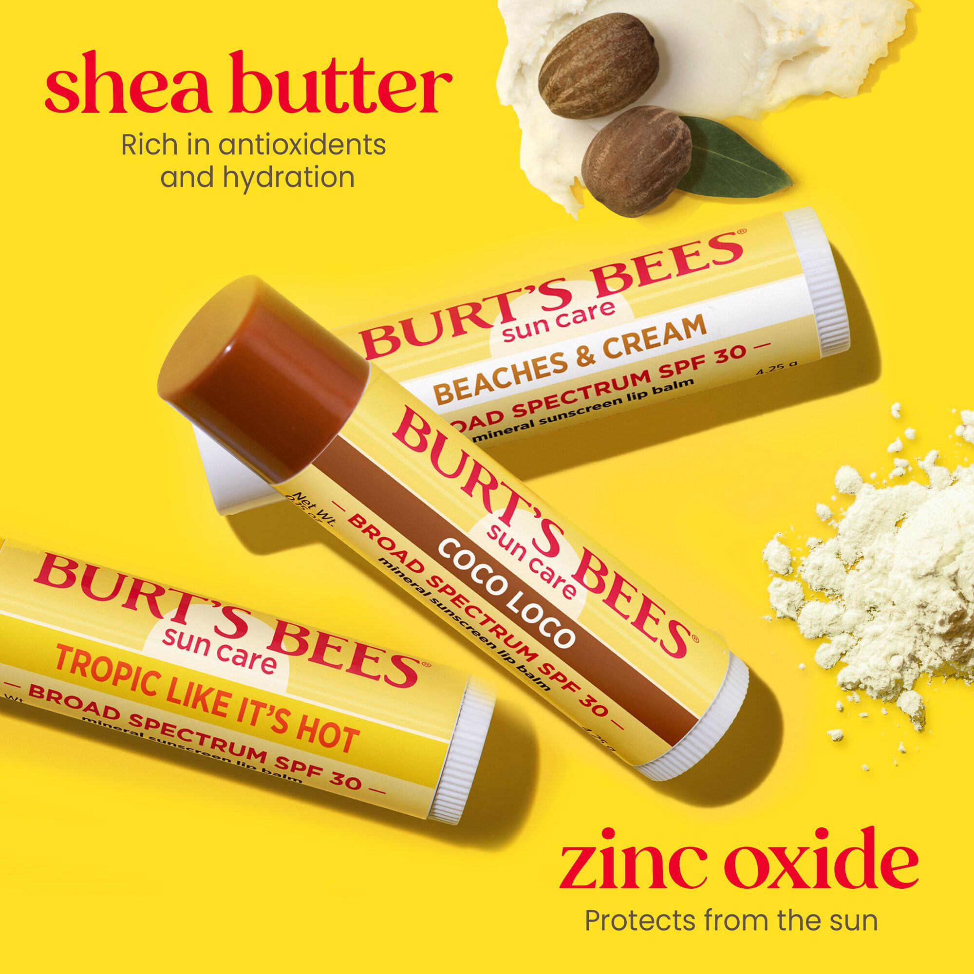 Burt’s Bees Sun Care Island Getaway Lip Balm SPF 30, 3-Pack, 0.15 oz., , large