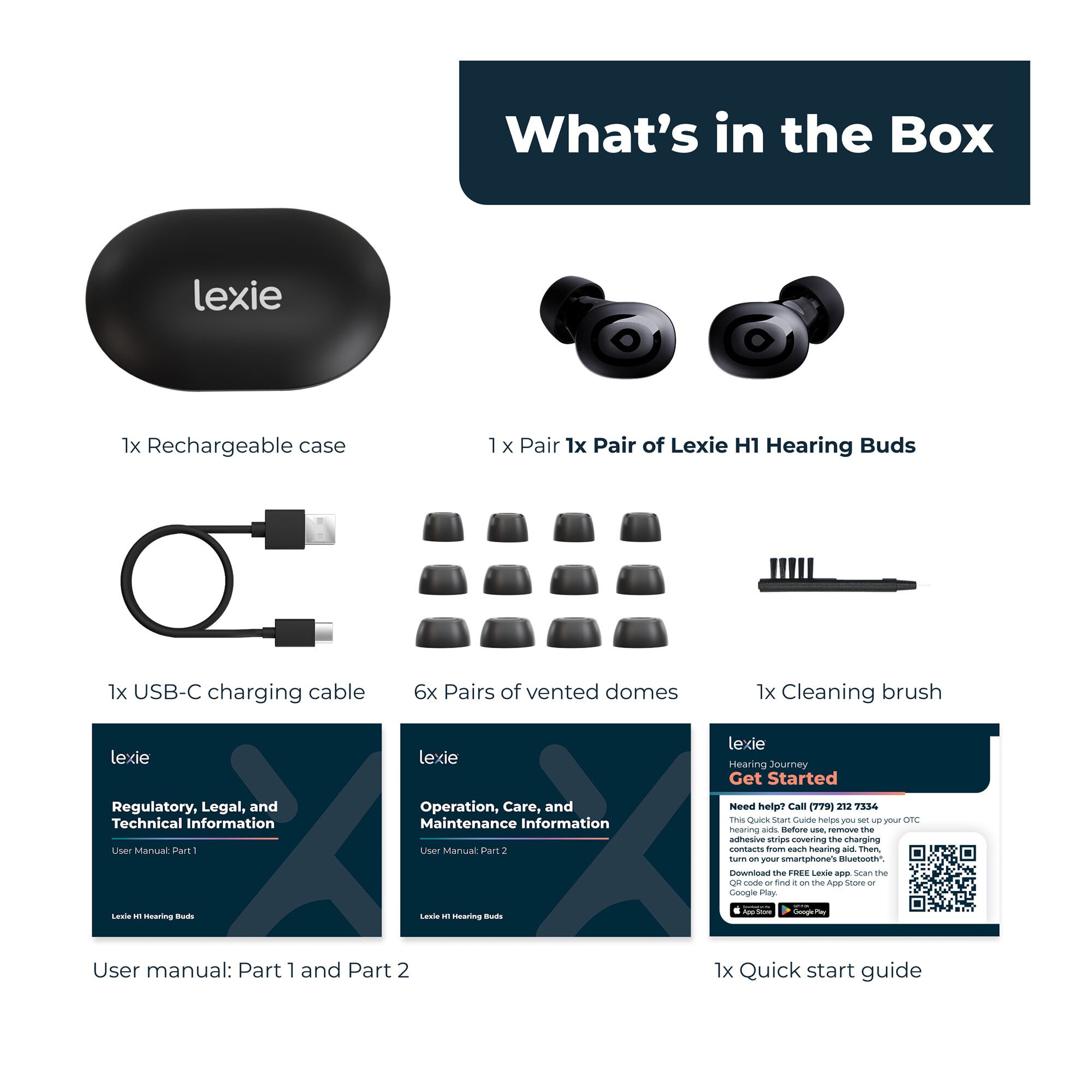 Lexie H1 OTC Hearing Buds, , large