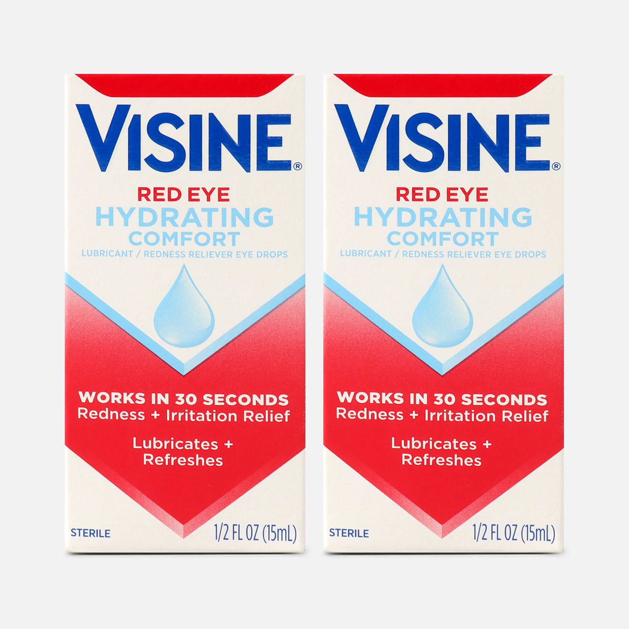 Visine Red Eye Hydrating Comfort Lubricating Eye Drops, .5 fl oz. (2-Pack)