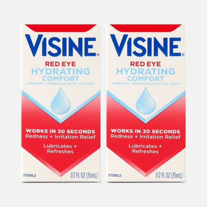Visine Red Eye Hydrating Comfort Lubricating Eye Drops, .5 fl oz. (2-Pack), , large