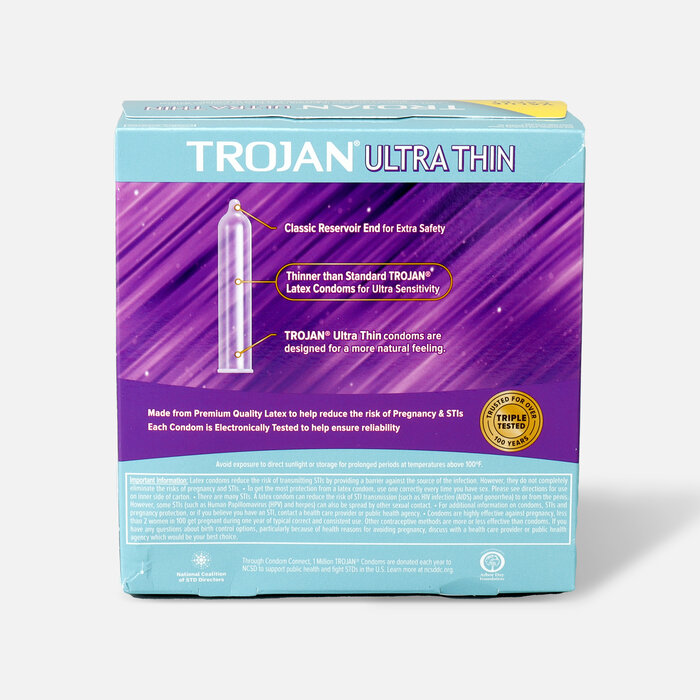 Trojan Ultra Thin Lubricated Latex Condoms, 36 ct., , large