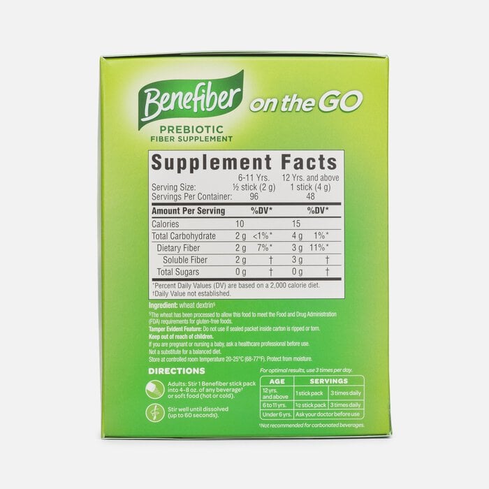 Benefiber On The Go Prebiotic Daily Fiber Supplement Powder Sticks, For Digestive Health, Unflavored, 28 ct., , large