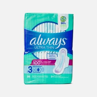 Always Ultra Thin Pads Extra Long Super Absorbency Unscented with Wings, Size 3, 38 ct.