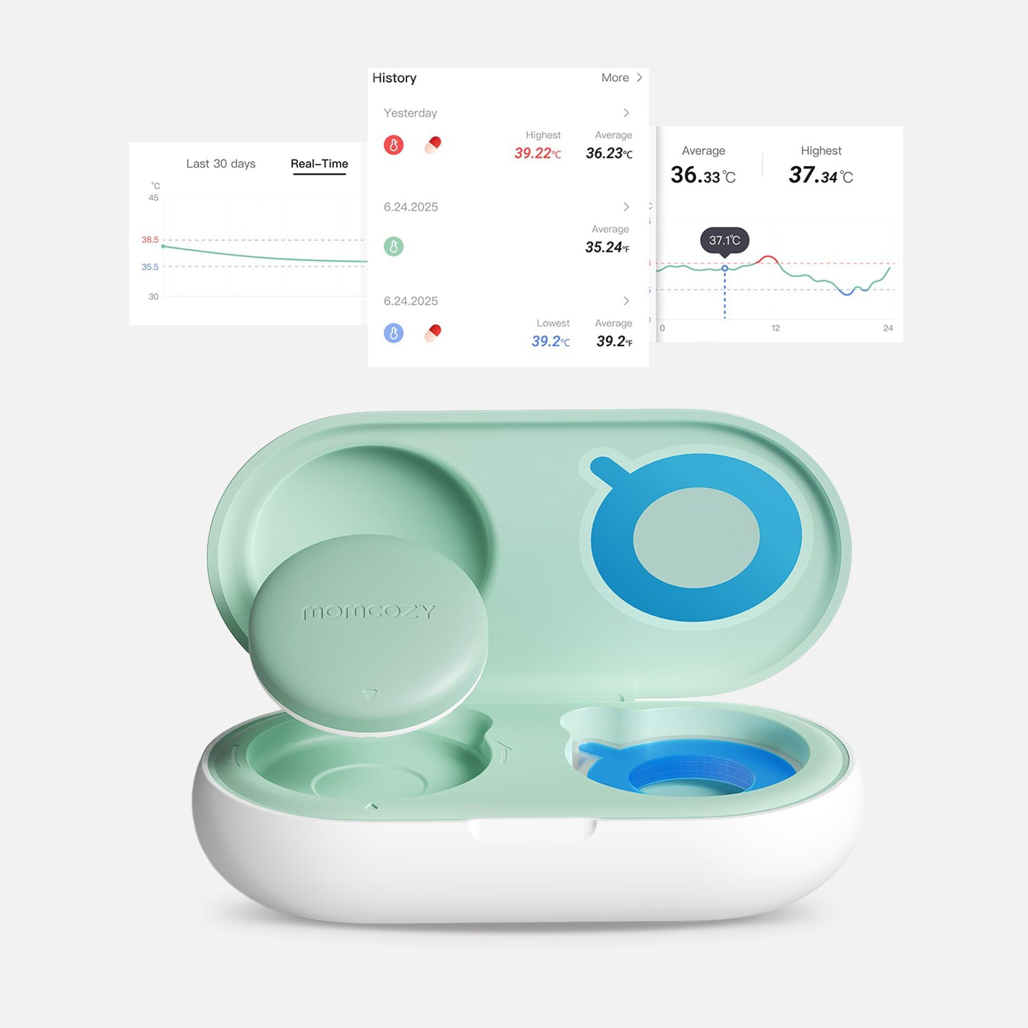 Momcozy Wearable Smart Baby Thermometer, , large