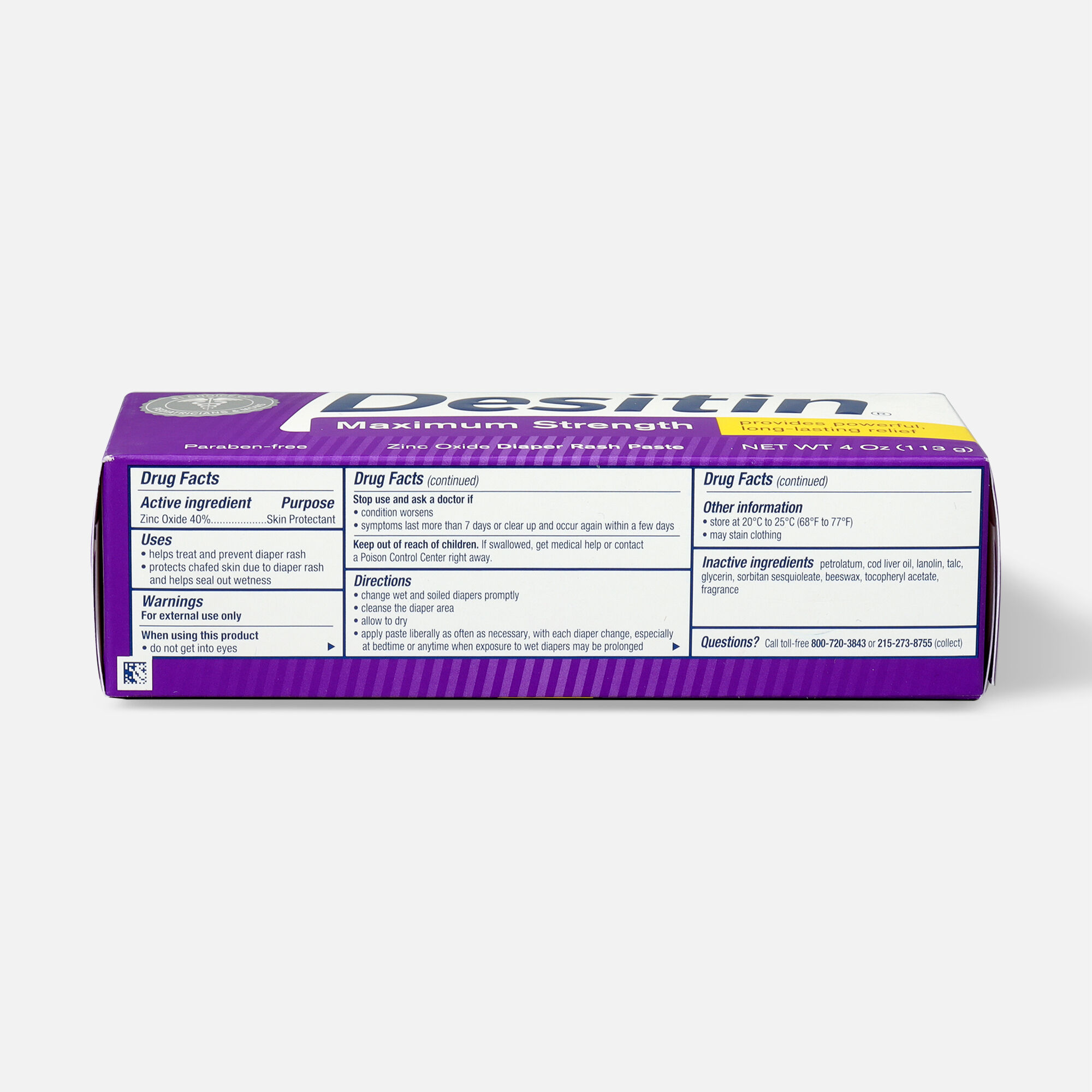 Desitin Maximum Strength Zinc Oxide Diaper Rash Paste, 4 oz. (2-Pack), , large