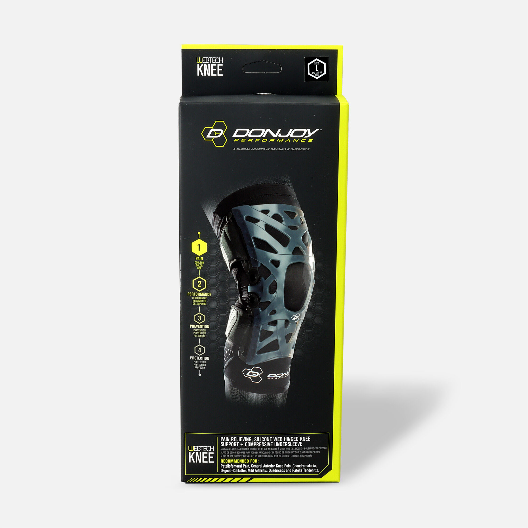 DonJoy Performance Webtech Knee Brace, Black, Large