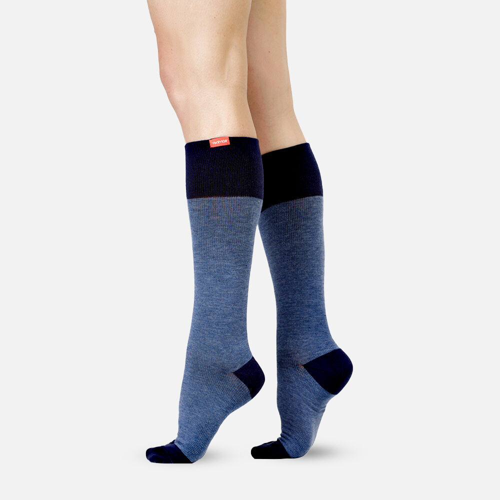 VIM & VIGR Cotton Compression Socks, Heathered Collection Navy, Wide Calf M/L, 30-40 mmHg