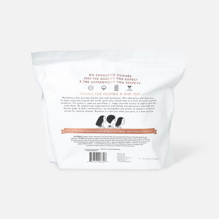 L. Chlorine Free Ultra Thin Pads, Organic Cotton, , large