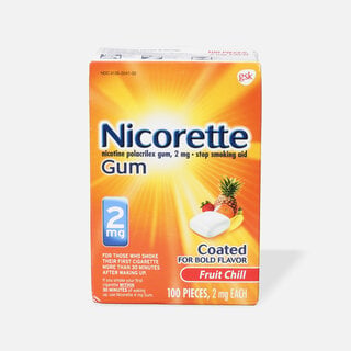Nicorette Nicotine Gum, Fruit Chill, 2mg, 100 ct.