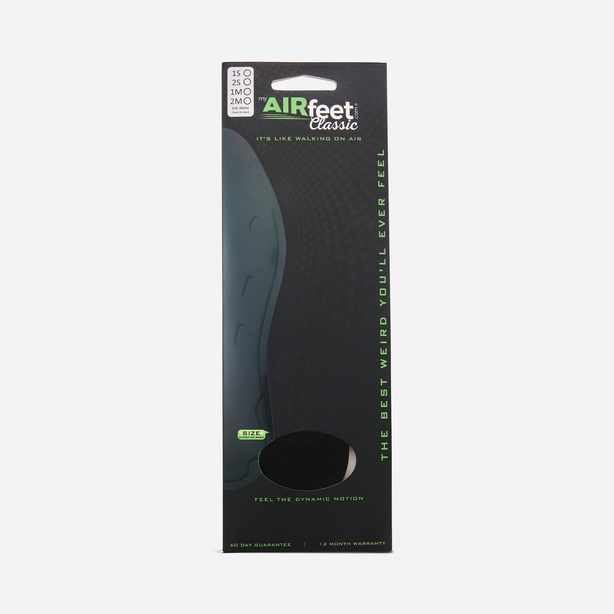 AirFeet CLASSIC Black Insoles, Size 2L (M 9-10.5; W 11-12), Pair