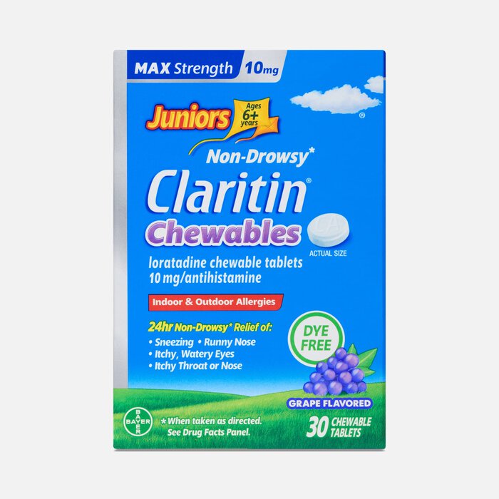 Claritin® Juniors Max Strength 24-Hour Allergy Relief Chewables, Grape, 30 ct., , large